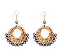 Elegant Rattan Geometric Dangle Earrings Straw Earrings Jewelry Accessories Souvenir Crafts Metal Earrings Colour Name:A-2