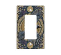 Elegant Raven Light Switch Cover Plate/Outlet Covers, Dark Blue Vintage Style for Home Decor, Thermoplastic Wall Plates, Standard Size Single Rocker