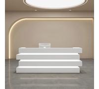 Elegant Reception Counter with Keyboard Drawer - Large 200x60x100cm for Business Hotel and Retail Use - Easy to Install Modern Design for Fruit Stores and Corporate Spaces (White)