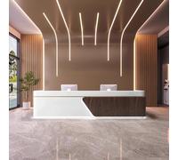 Elegant Reception Desk with LED Lighting & Custom Logo Panel Lockable Storage No Assembly Required Perfect for Office/Retail Spaces Dimensions: 140x60x100cm