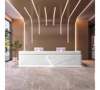 Elegant Reception Desk with LED Lighting & Custom Logo PanelLockable Storage No Assembly Front Counter for Office/Retail Spaces 140x60x100cm