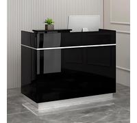 Elegant Reception Desk with Lockable Drawer Stylish Wooden Table for Beauty Salons Clothing Stores & Lobbies Chic Black & Silver Design 90 cm / 35.4 Inches