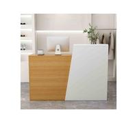 Elegant Reception Desk with Lockable Drawers - Modern Wooden Checkout Counter for Salons Right Side Customer Service Table Stylish and Functional Design