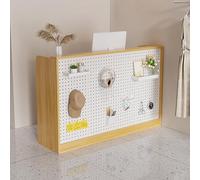 Elegant Reception Desk with Locking Storage Keyboard Shelf & Adjustable Shelves 100 cm Front Counter for Retail Salon Hall or Home Office (Model B)
