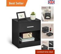 Elegant Rectangular Side Table with Drawer - Black Finish for Chic Interiors