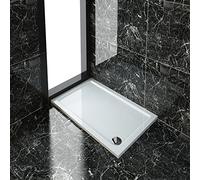 ELEGANT Rectangular Stone Shower Tray for Shower Enclosure Cubicle with Waste Trap 1100 x 700 x 40 mm