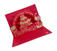 Elegant Red And Blue Birthday Card Beautiful Greeting With Intricate Gold Foil And Gift Envelope Elegant
