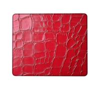 Elegant Red Crocodile Texture Mouse Pad, Glossy Faux Leather Stitched Edge Design, Rubber Non-Slip Washable Mousepad for Office and Gaming, Perfect Choice for All Seasons Square 8x10 Inch