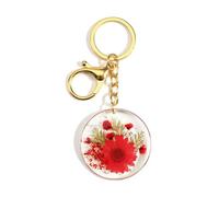 Elegant Red Dried Flower Keychain, Everlasting Flowers Keep Elegance, Fashionable Pendant Bag Decoration, Thank You Gift for Mother, Teacher, Colleague, Birthday Gift