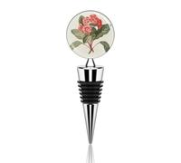 Elegant Red Flower Wine Stopper Zinc Alloy Beverage Bottle Stopper Reusable Leak Proof Wine Cork Cute Champagne Saver Decorative Bottle Sealer Plug Gift for Men Women