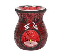 Small Crackle Glass Oil Burner - Red