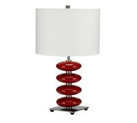 Elegant Red Glaze Table Lamp With Polished Nickel And White Shade