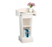 Elegant Red Podium with Drawers & Open Storage - Perfect for Reception Desks Public Speaking Presentations Conference Rooms and Event Venues