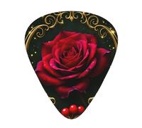 Elegant Red Rose Artistry Guitar Picks Gift Set - 12 Smooth Durable Plectrums For Acoustic, Electric & Bass Guitar, Perfect Present For Guitar Lovers & Musicians