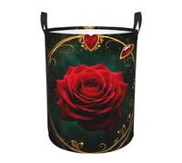 Elegant Red Rose Frame Laundry Basket Hamper Kids Storage Basket Toy Organizer Bin For Bedroom, Bathroom, College Dorms, Boys And Girls