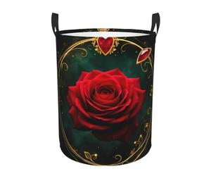 Elegant Red Rose Frame Laundry Basket Hamper Kids Storage Basket Toy Organizer Bin For Bedroom, Bathroom, College Dorms, Boys And Girls