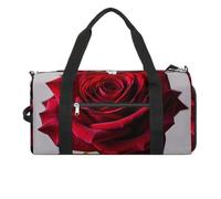 Elegant Red Rose Gym Bag for Men Women, Waterproof Gym Tote Bags, Large Duffel Bag for Travel Workout