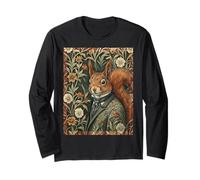 Elegant Red Squirrel in Evening Attire Vintage Woodland Long Sleeve T-Shirt