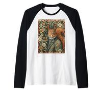 Elegant Red Squirrel in Evening Attire Vintage Woodland Raglan Baseball Tee