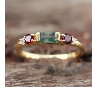 Elegant Red Synthetic Gemstone Ring for Women Party Daily Casual Exquisite Jewelry Birthday Gift