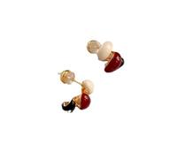 Elegant Red-White Trapezoidal Teardrop Earrings | Handmade Resin Color Block Drop Studs for Modern Feminine Looks