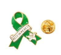 Elegant Rest in Peace Alloy Brooch Secure Pin Closure for Funerals Commuting Lightweight Corsage Design Ribbon Flower Badge