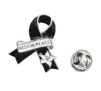 Elegant Rest in Peace Alloy Brooch Secure Pin Closure for Funerals Commuting Lightweight Corsage Design Ribbon Flower Badge
