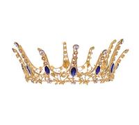 Elegant Retro Personality European Full Bride Blue Rhinestone Wedding Dress Accessories Big Headdress Jewelry