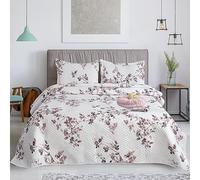 Elegant Reversible Bedspread Set: Soft Microfiber Polyester, Hollow Fiber Filling - Lightweight, All-Season Comfort - Fits Double & King - 30 Gorgeous Designs - Gift-Ready Packaging (220 x 240, 129)