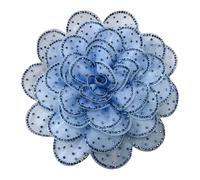 Elegant Rhinestone Camellia Flower Brooch for Women - 14cm Sparkling Crystal Floral Lapel Pin for Dresses, Suits, Wedding Party Corsage Large Statement Jewellery Gift (Blue)