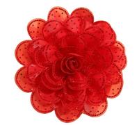 Elegant Rhinestone Camellia Flower Brooch for Women - 14cm Sparkling Crystal Floral Lapel Pin for Dresses, Suits, Wedding Party Corsage Large Statement Jewellery Gift (Red)