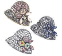 Elegant Rhinestone Hat Shape Brooch, Fashion Crystal Brooch Pins, Decoration Corsage Accessories for Suit Scarf Hat, Dress and Coats(White black pink)