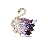 Elegant Rhinestone Swan Brooches Pin Crystal Swan Brooch Lapel Pins for Women Fashion, L, Rhinestone Zircon Crystal, no gemstone