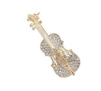 Elegant Rhinestone Violin Brooch Pin Vintage Music Enthusiast Accessories Fashion Gift, One size, As described