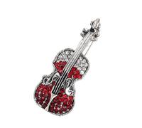 Elegant Rhinestone Violin Brooch Pin Vintage Music Enthusiast Accessories Fashion Gift, One size, As described