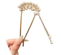 Elegant Rhinestoned Pearls Hairpin For Weddings Banquets Secure Updos Hairstyle Metal Hair Stick For Women Formal Event