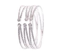 Elegant Rhinestones Cuff For Women Fashion Layered Bangle Handmade Multilayer Crystal Jewelry For Weddings Alloy