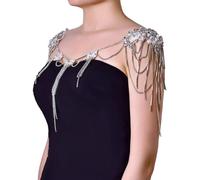 Elegant Rhinestones Fringe Shoulder Harness Body Jewelry For Women Wedding Party Beach Wear Detachable Versatile Fashion Accessory Rhinestones Body Chain With Detachable Design