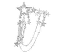 Elegant Rhinestones Star Brooch With Chain Fringe For Women Stylish Accessory For Dresses And Coats Decoration Alloy Star Brooch Designs