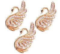 Elegant Rhinestones Swan Brooches, Fashionable Novelty Lapel Pin, Decoration Corsage Accessories for Party Dance Wedding Banquet(3pcs Golden)