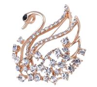 Elegant Rhinestones Swan Brooches, Suit Coat Lapel Pin Badge, Decoration Corsage Accessories for Party Dance Wedding Banquet(1pcs Golden)