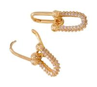 Elegant Rope Drop Dangle Earrings Trendy Double Hoop Earrings With Zirconia Accent For Fashion Forward Women Double Hoop
