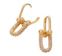 Elegant Rope Drop Dangle Earrings Trendy Double Hoop Earrings With Zirconia Accent For Fashion Forward Women