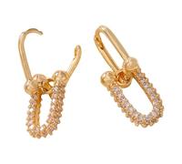 Elegant Rope Drop Dangle Earrings Trendy Double Hoop Earrings with Zirconia Accent for Fashion Forward Women