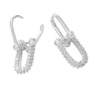 Elegant Rope Drop Dangle Earrings Trendy Double Hoop Earrings With Zirconia Accent For Fashion Forward Women Rope Drop