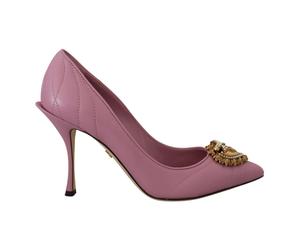 Elegant Rosa Leather Heels Pumps - female - Dolce & Gabbana - Pumps - Pink - 2 1/2 UK - Shoes 2 1/2 UK