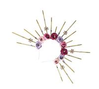 Elegant Rose Flower Hair Hoop Adjustable Size Sunbursts Headband With Rhinestones Comfortable Hairband Party Ornament