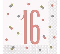 Elegant Rose Gold 16th Glitz Luncheon Napkins (16cm) - Perfect for Parties, Weddings, & Special Occasions - 16 ct