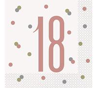 Elegant Rose Gold 18th Glitz Luncheon Napkins (16cm) - Perfect for Parties, Weddings, & Special Occasions - 16 ct