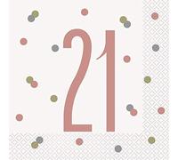 Elegant Rose Gold 21st Glitz Luncheon Napkins (16cm) - Perfect for Parties, Weddings, & Special Occasions - 16 ct